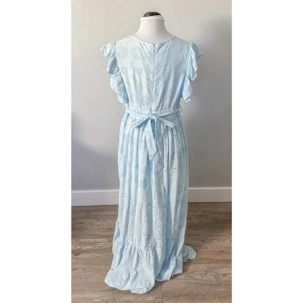 Malibu Bum Baby Blue Eyelet Maxi Dress - Picture 6 of 12